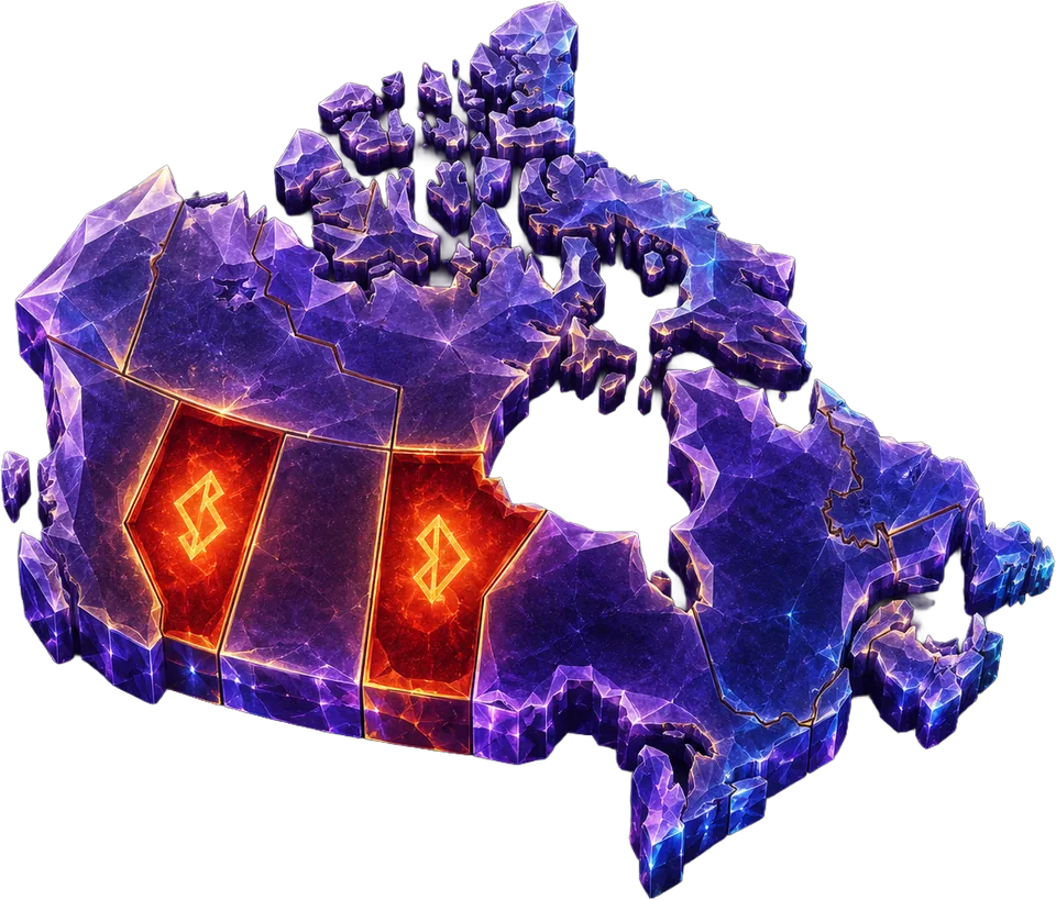 Canada crystal map with two provinces marked blocked
