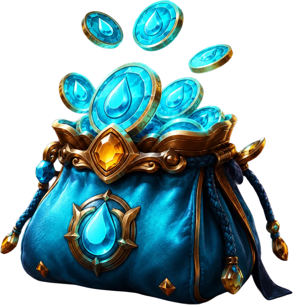 Cyan mana wallet pouch with amber clasp