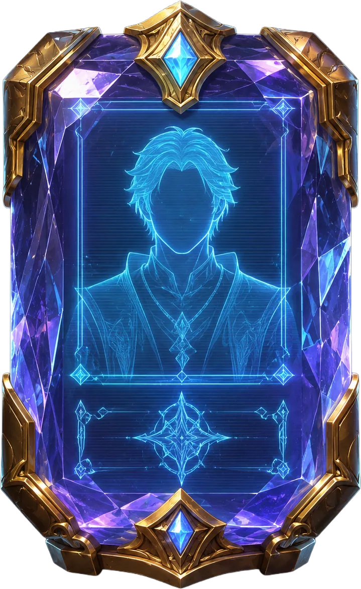 Crystal identity tablet with cyan scan lines